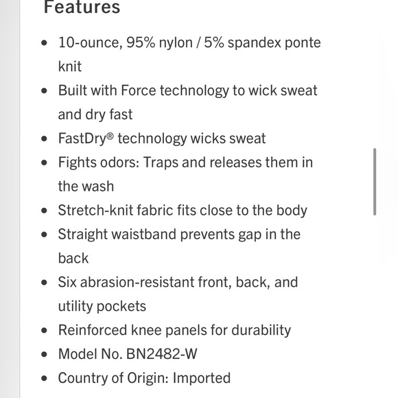 CARHARTT Midweight Force Leggings, Size Small - Picture 4 of 16